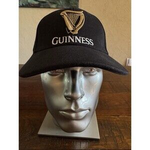 Guinness Baseball Cap Hat Harp Logo 100% Cotton Black Dublin‎ Adjustable Size
